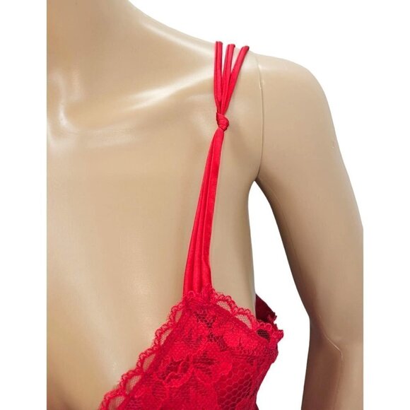 VTG Victorias Secret Lingerie Sz S 2 4 Red Teddy Lace Strappy Lined Sexy Elegant - Picture 9 of 13